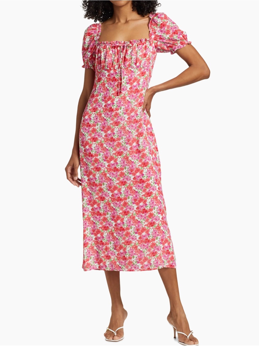 Floral Midi Dress NWT, Red & Purple Floral Size XS